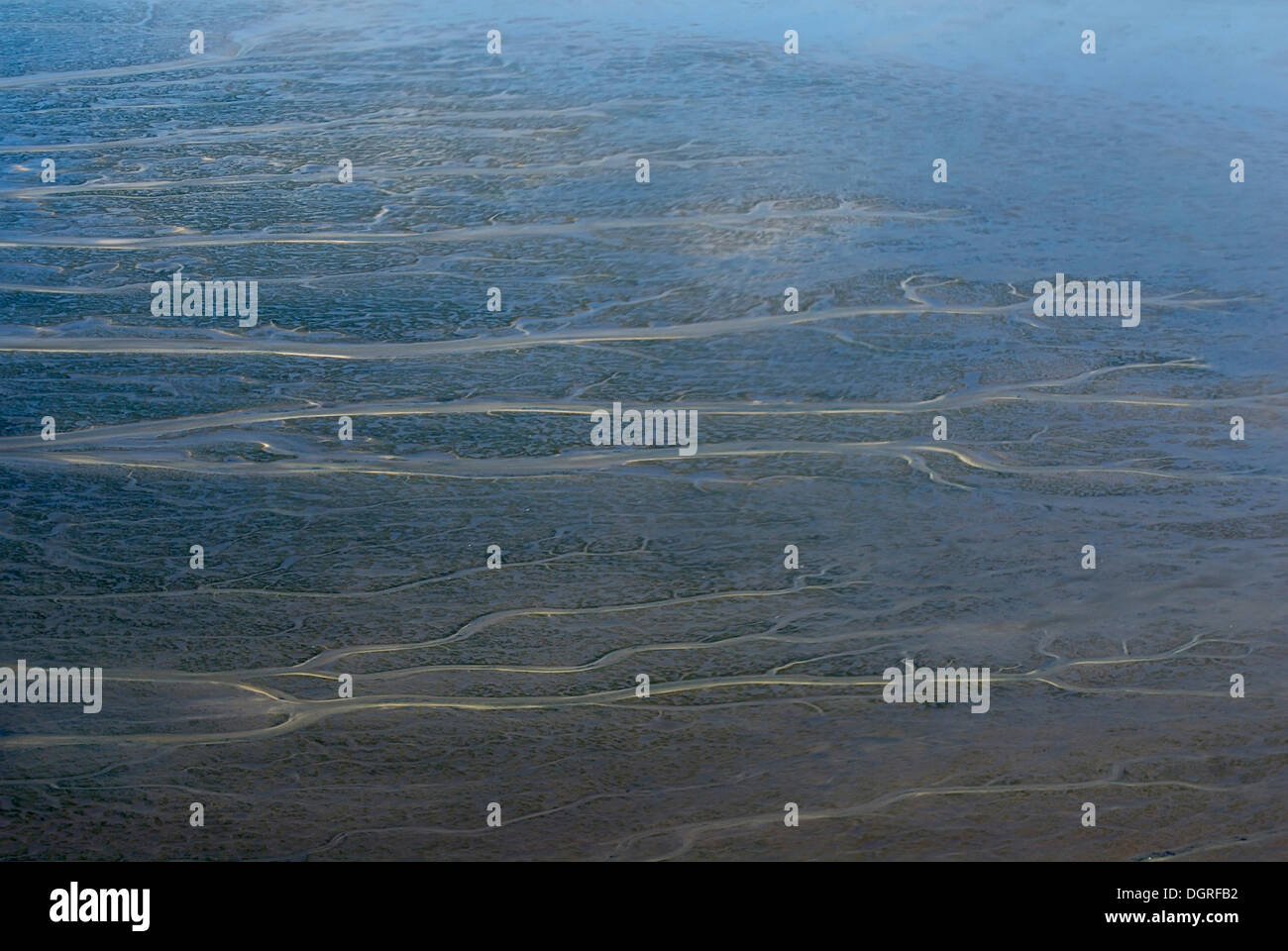 Vue aérienne, criques sinueuses dans le parc national Schleswig-Holsteinisches Wattenmeer Schleswig-Holstein Mer des Wadden National Banque D'Images