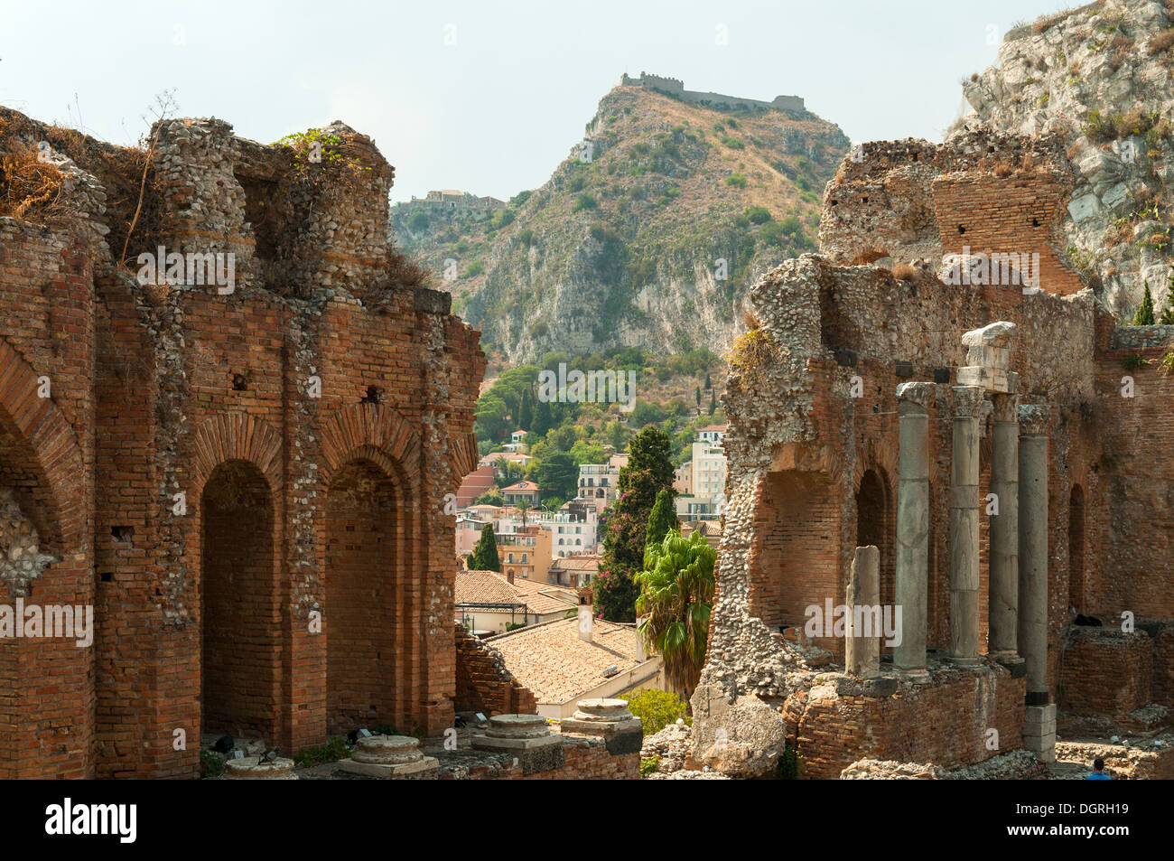 Théâtre grec de Taormina, Sicile, Italie Banque D'Images