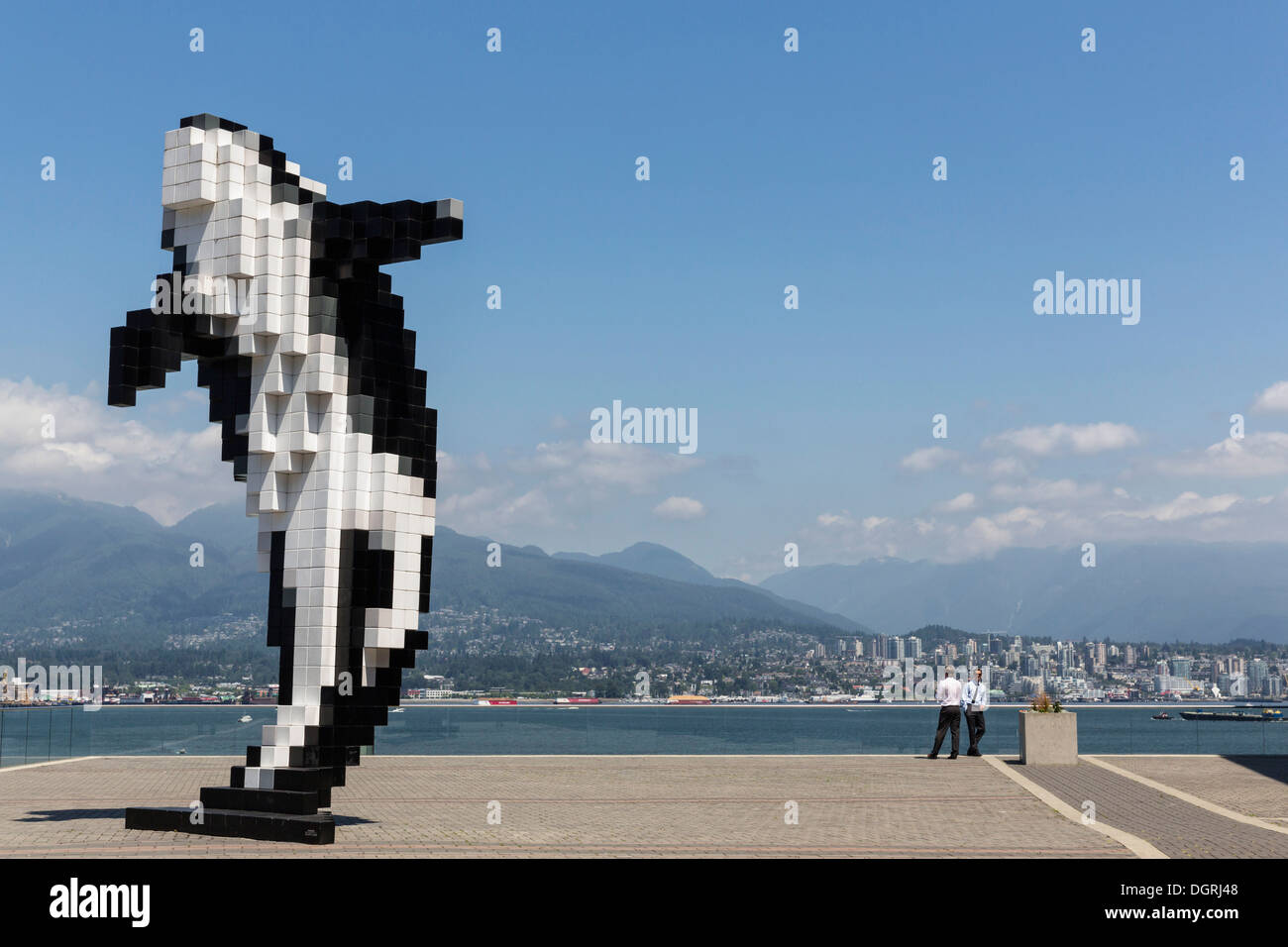 Canada, Colombie-Britannique, Vancouver, Sculpture Orca numérique près de Convention Center Banque D'Images