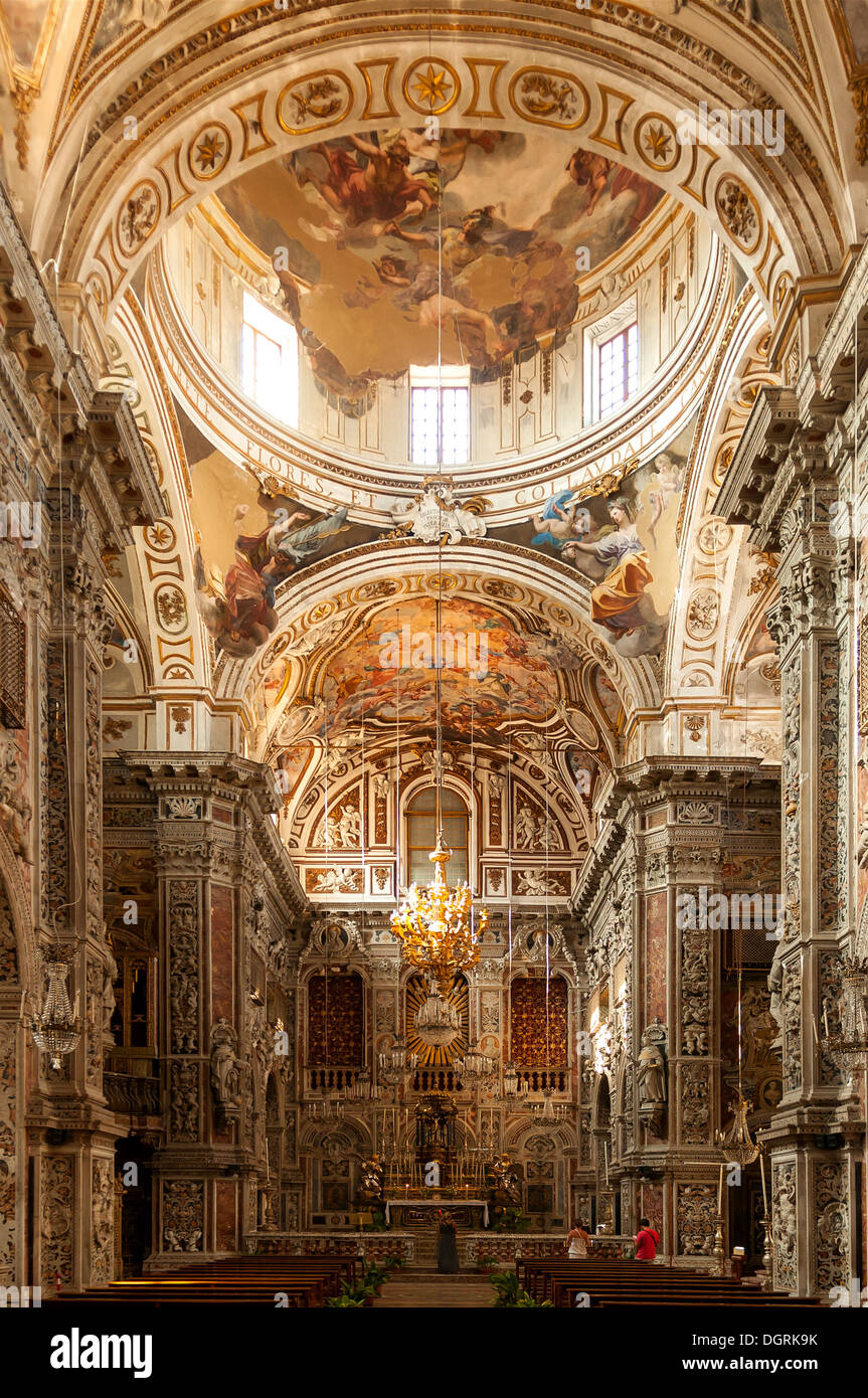 Nef de l'église de Santa Caterina, Palerme, Sicile, Italie Banque D'Images