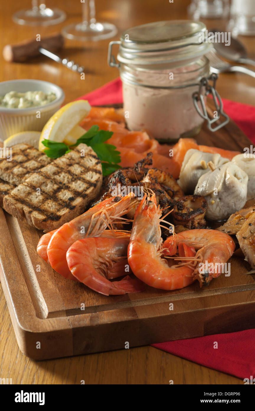 Le partage des fruits de mer plateau. Banque D'Images