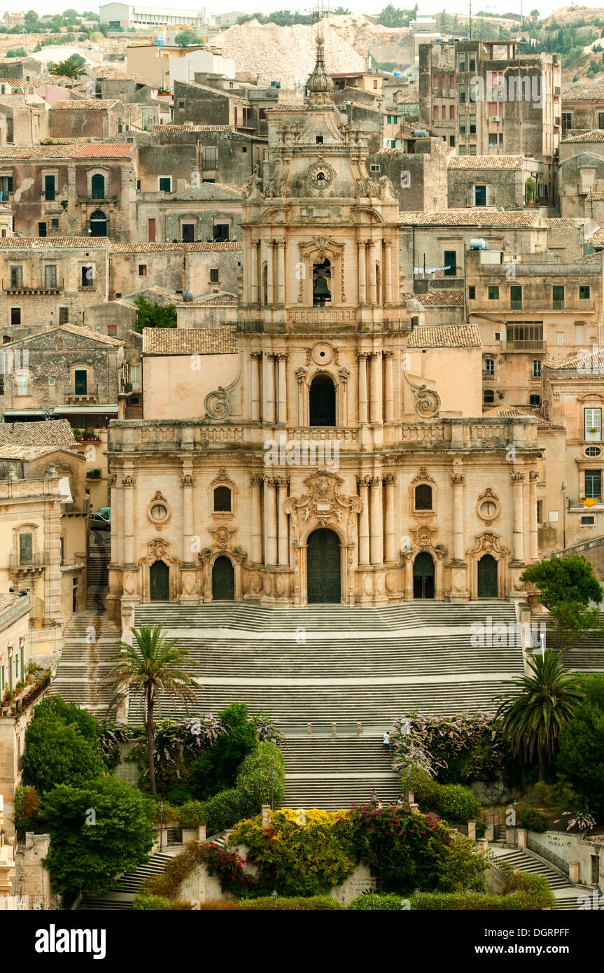 Cathédrale de St Giorgio, Modica Bassa, Sicile, Italie Banque D'Images