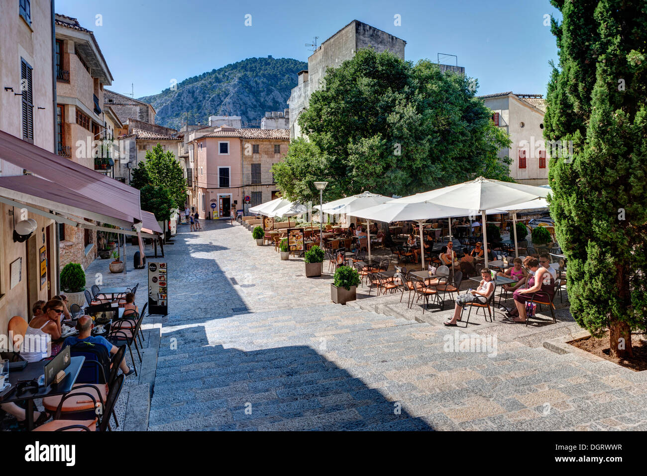 Vieille ville de Pollensa, Mallorca, Majorque, Îles Baléares, Espagne, Europe Banque D'Images
