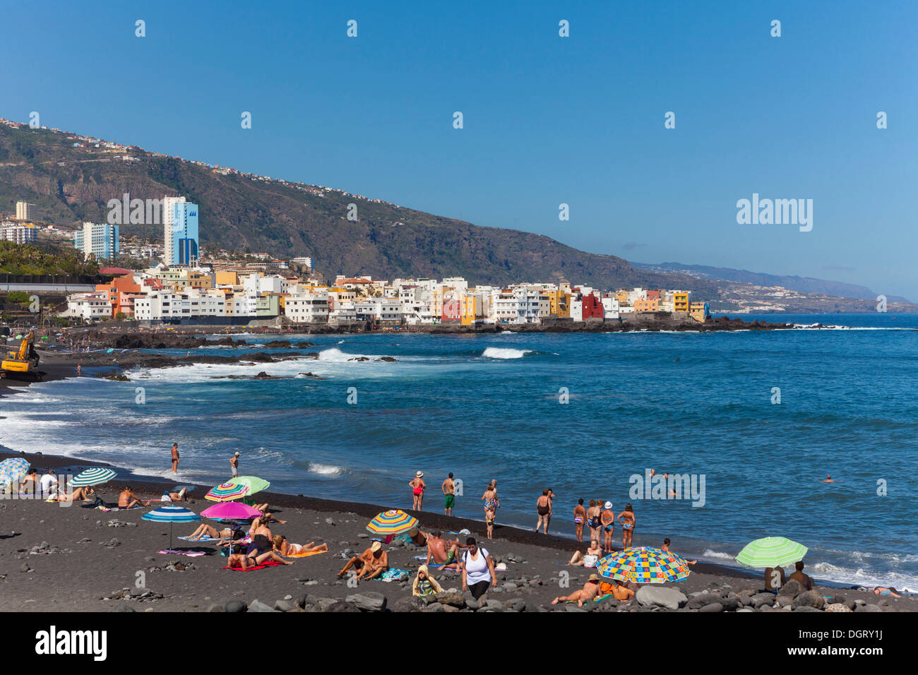 Plage de Playa Jardin, Punta Brava, Puerto de la Cruz, Tenerife, Canaries, Espagne Banque D'Images