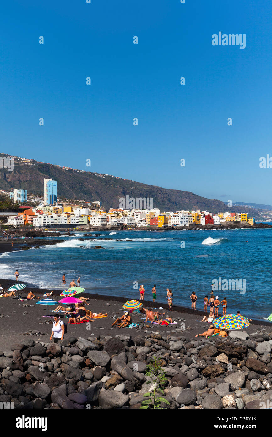Plage de Playa Jardin, Punta Brava, Puerto de la Cruz, Tenerife, Canaries, Espagne Banque D'Images