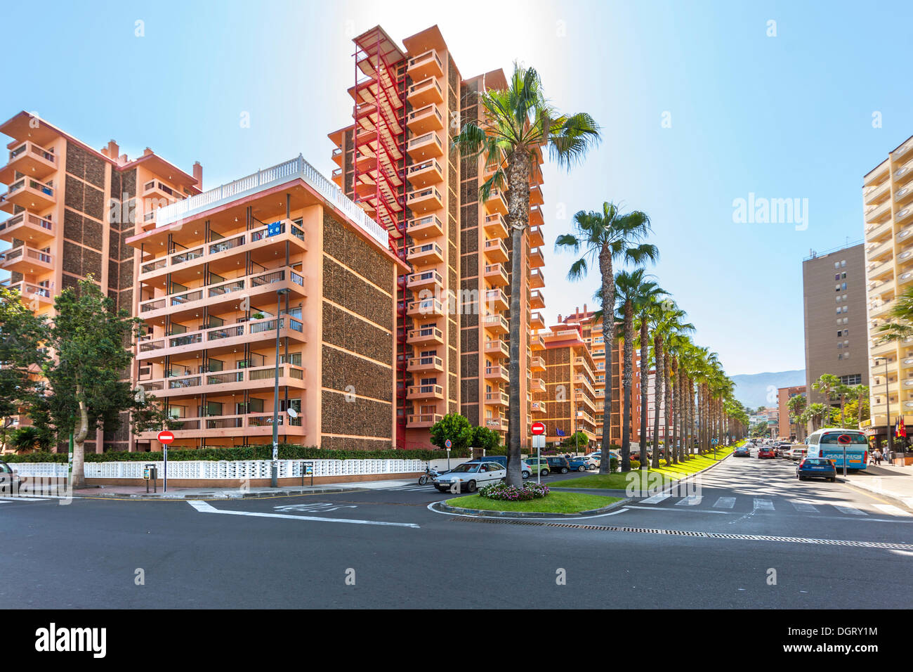 Appartements touristiques à Playa Jardin, Puerto de la Cruz, Tenerife, Canaries, Espagne Banque D'Images