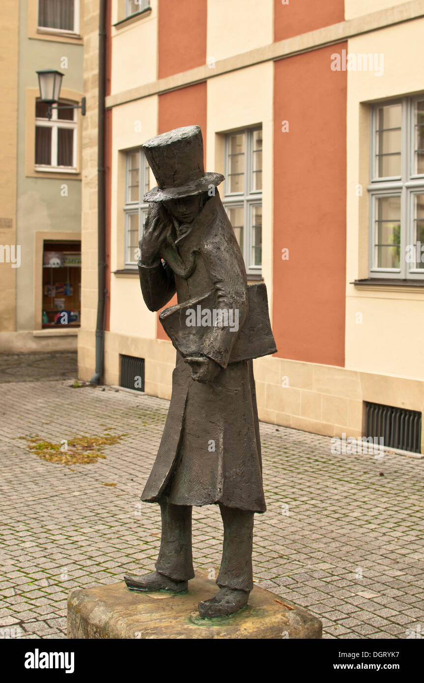 Statue de E.T.A. Hoffmann, Bamberg, Haute-Franconie, Bavière Banque D'Images