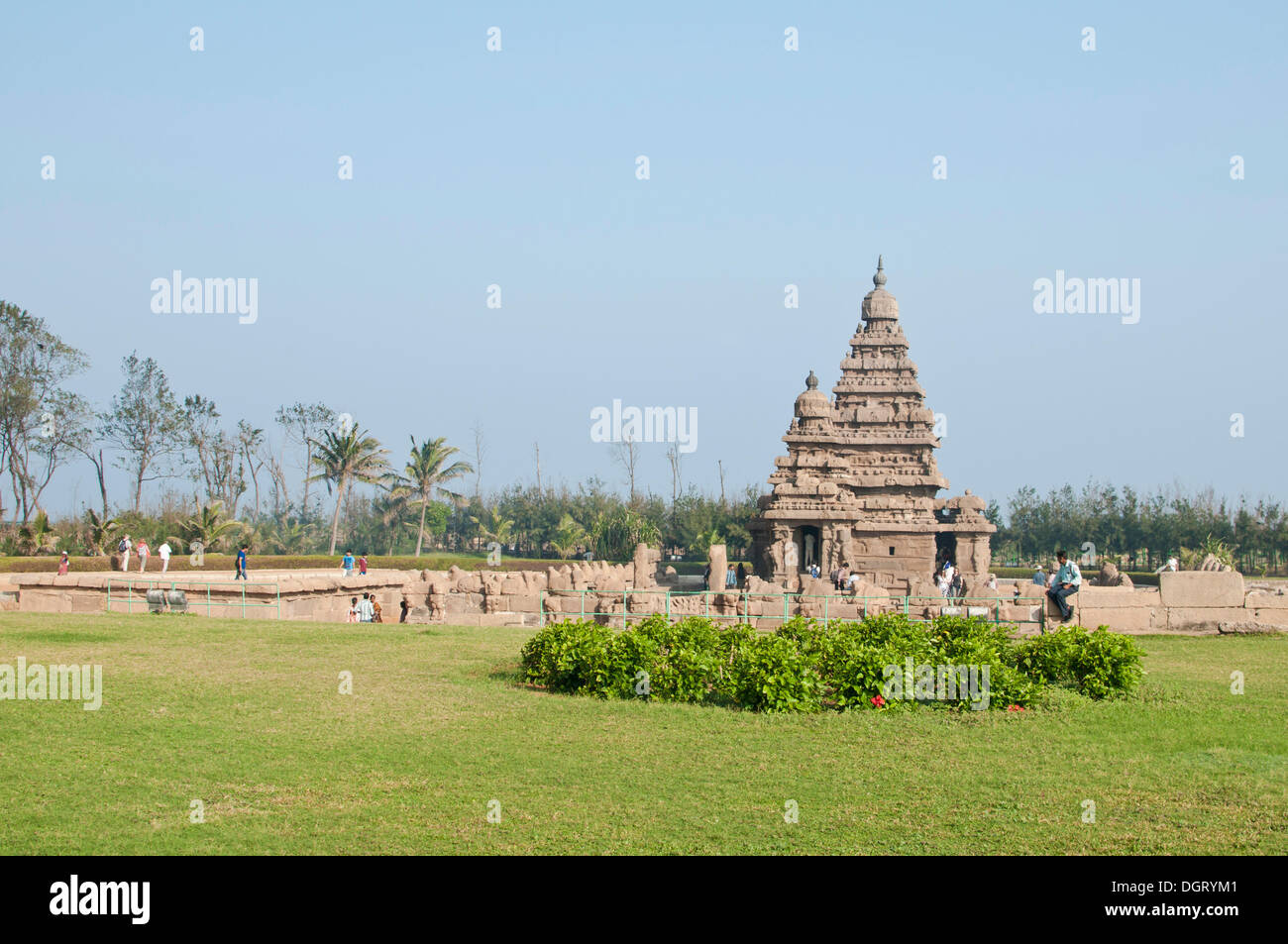 Shore Temple de Mahabalipuram, Mamallapuram, Mahabalipuram, Tamil Nadu, Inde Banque D'Images