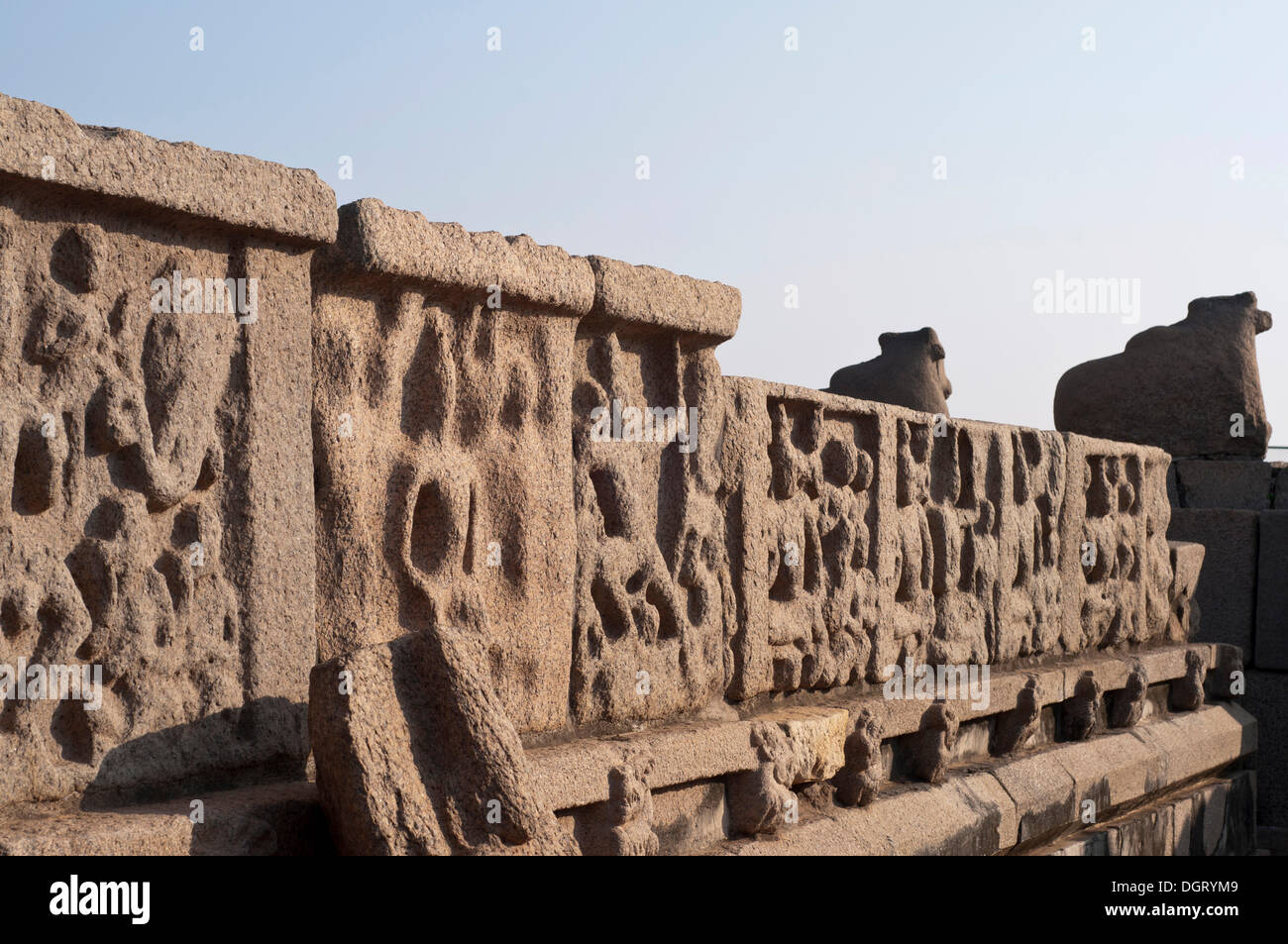 Shore Temple de Mahabalipuram, Mamallapuram, Mahabalipuram, Tamil Nadu, Inde Banque D'Images