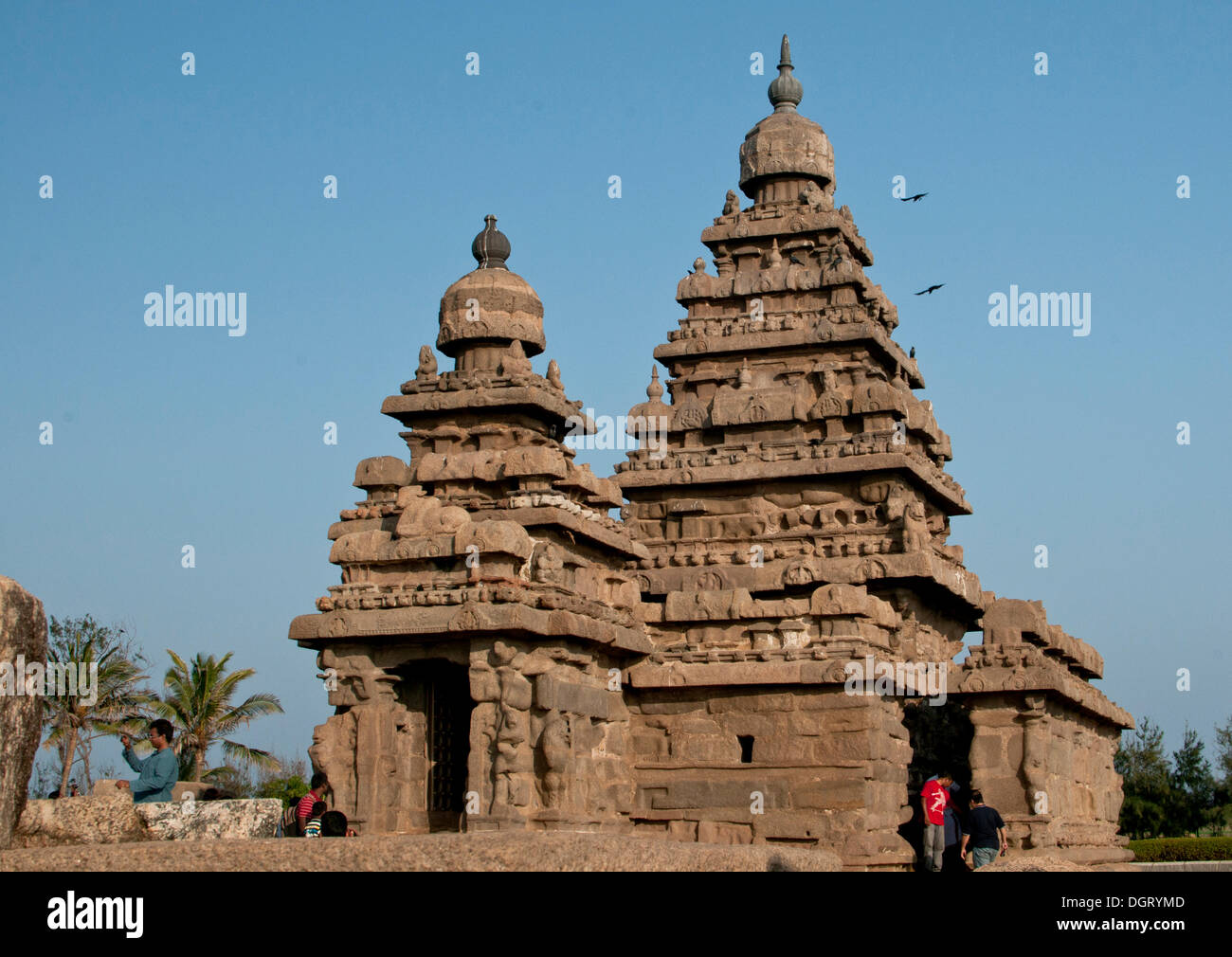 Shore Temple de Mahabalipuram, Mamallapuram, Mahabalipuram, Tamil Nadu, Inde Banque D'Images