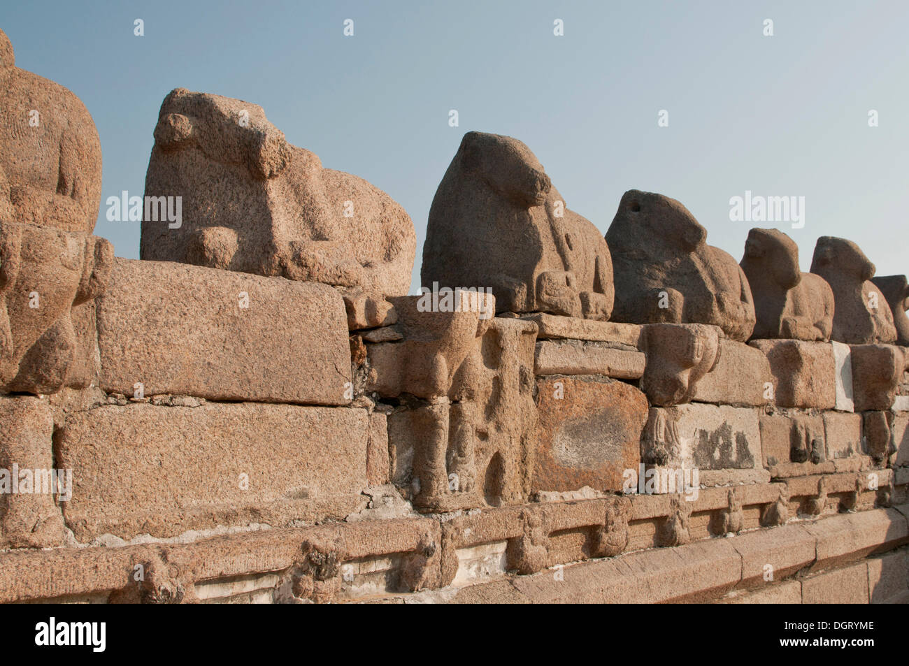 Shore Temple de Mahabalipuram, Mamallapuram, Mahabalipuram, Tamil Nadu, Inde Banque D'Images