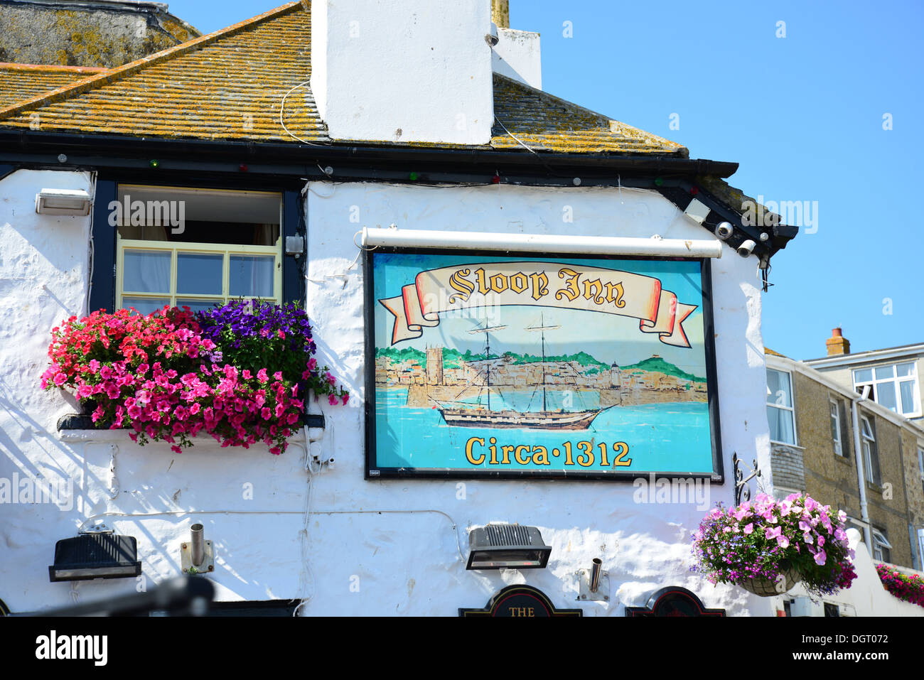 Sloop 14ème siècle Inn, Ruelle, St Ives, Cornwall, Angleterre, Royaume-Uni Banque D'Images