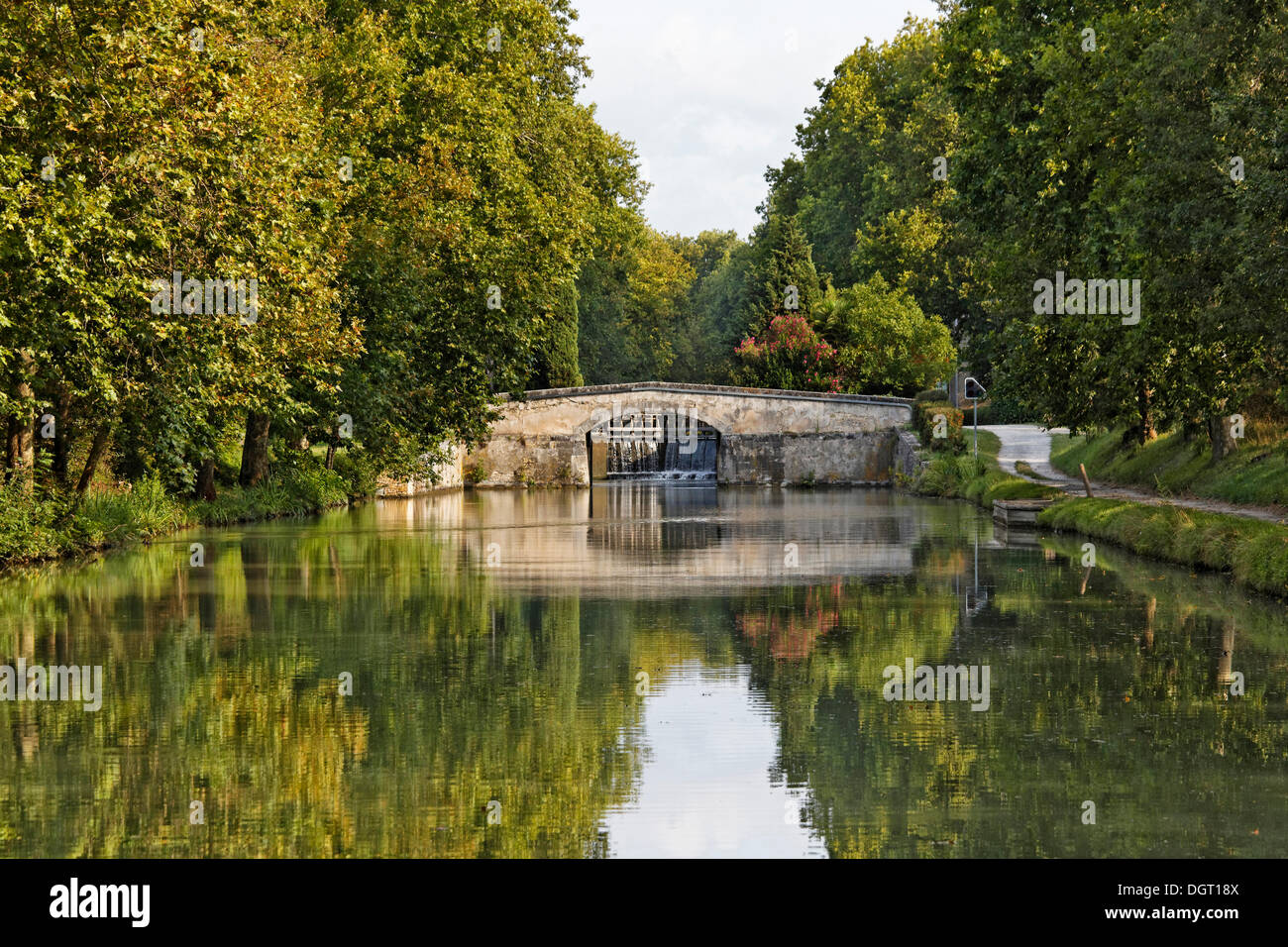 Canal du Midi, l'écluse à Bram, Carcassonne, Languedoc-Roussillon, Aude, France, Europe Banque D'Images
