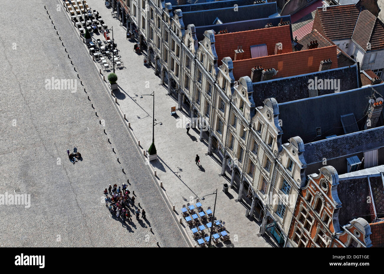Place des place des Héros à Arras, vue de la tour de l'Hôtel de Ville, la Via Francigena, Pas-de-Calais Banque D'Images