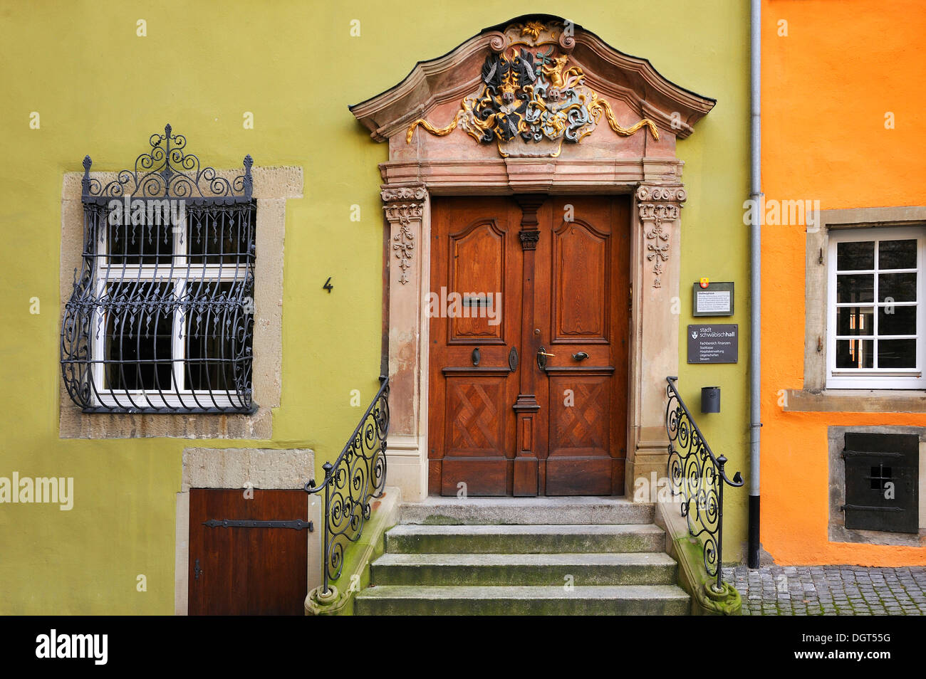 Entrée privée, Baroque, 1779 Stellwag-House avec les armoiries de la famille Stellwag-Bonhoeffer, ancienne maison des Barfuesser Banque D'Images