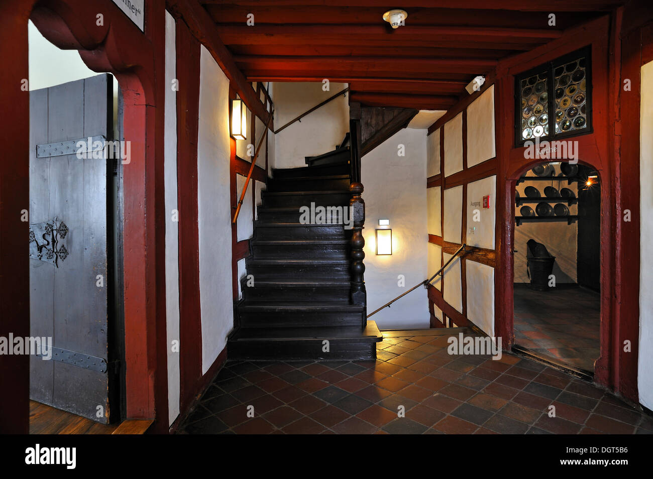 Escalier pour le studio au premier étage, Albrecht Duerer House, centre historique, Nuremberg, Middle Franconia, Bavaria, Germany Banque D'Images