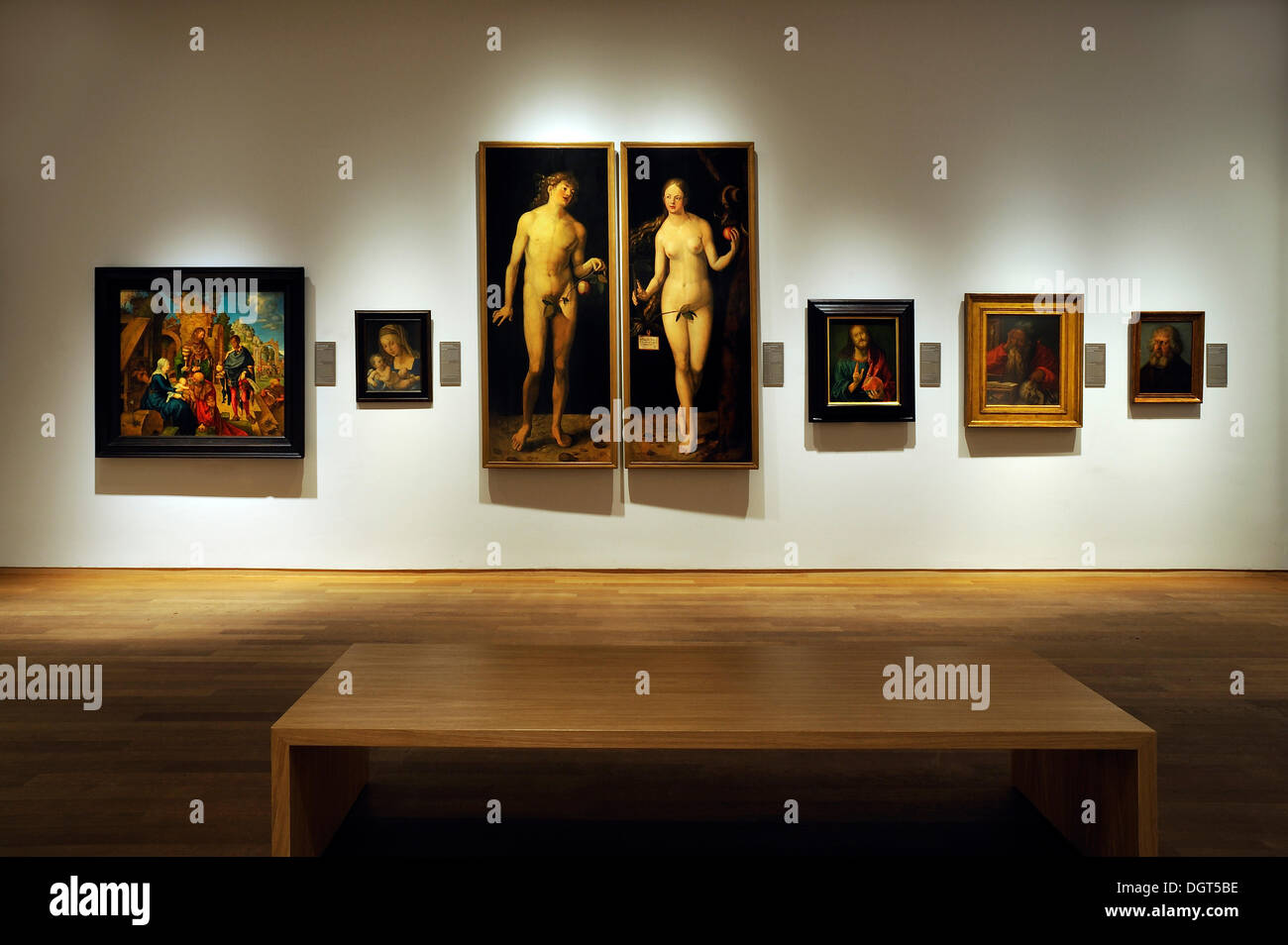 L'espace d'exposition avec des répliques de tableaux célèbres par Albrecht Duerer, Albrecht Duerer House, centre historique, Nuremberg Banque D'Images