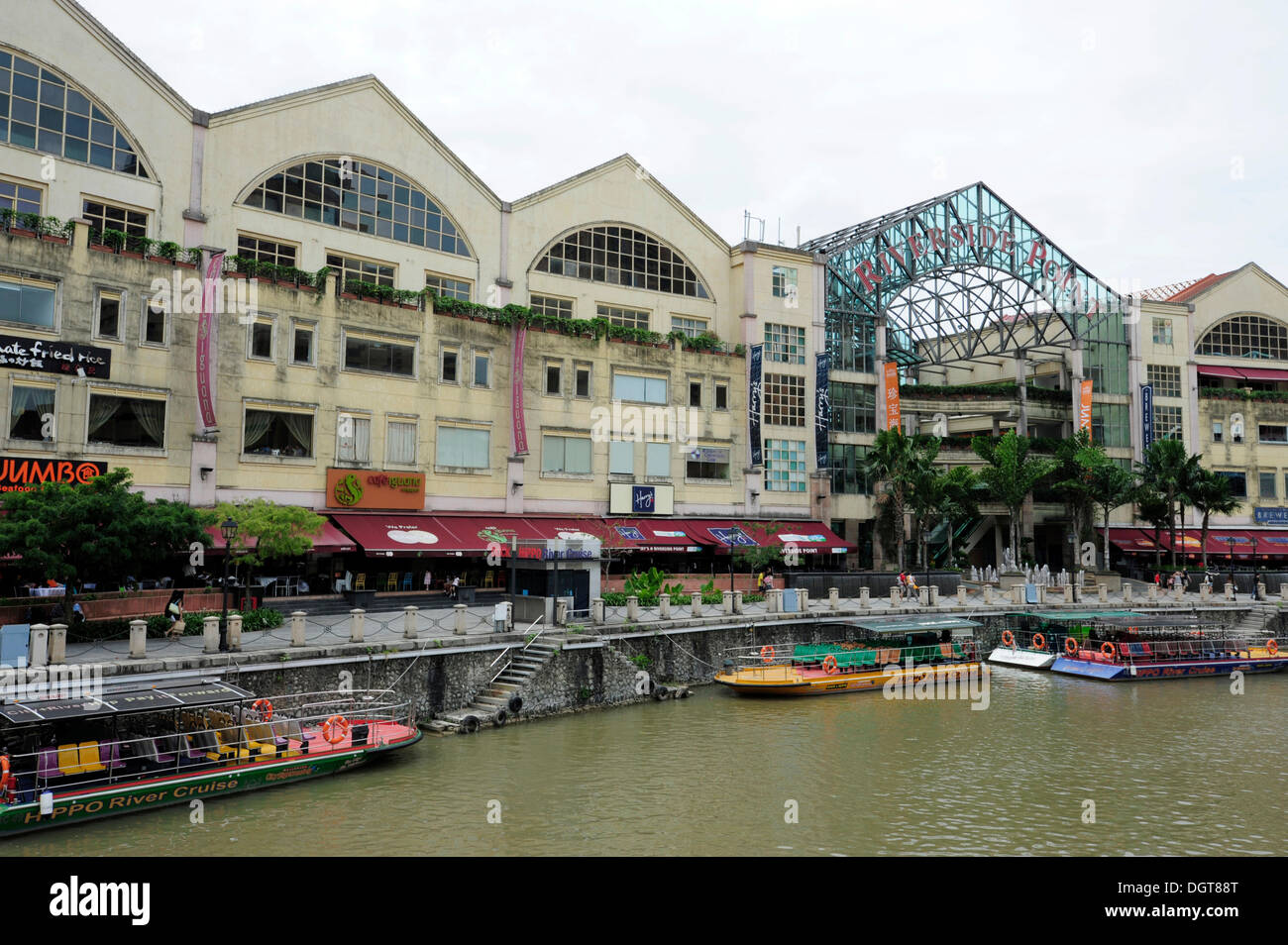 Point de rivière, un quai avec des restaurants, de la rivière Singapour, Secteur Central, quartier des affaires, Singapour, Asie Banque D'Images
