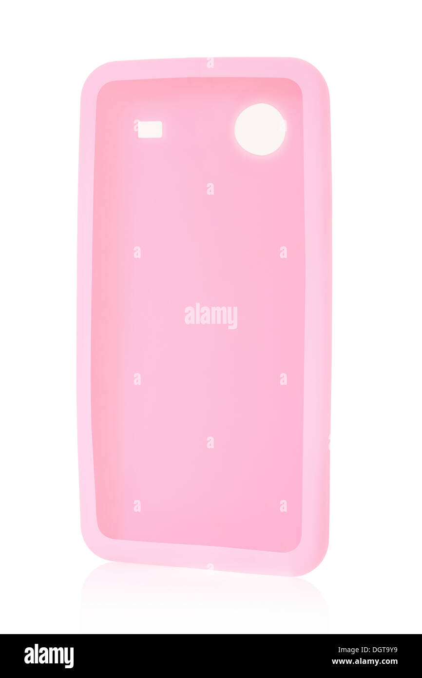 Couverture arrière du smartphone en silicone à White Banque D'Images