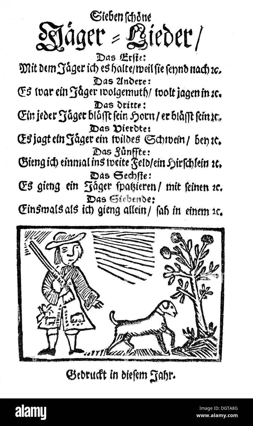 Folk-song littérature, imprimer à partir de la 17e siècle, dans l'inscription historique Deutsche Literaturgeschichte Banque D'Images