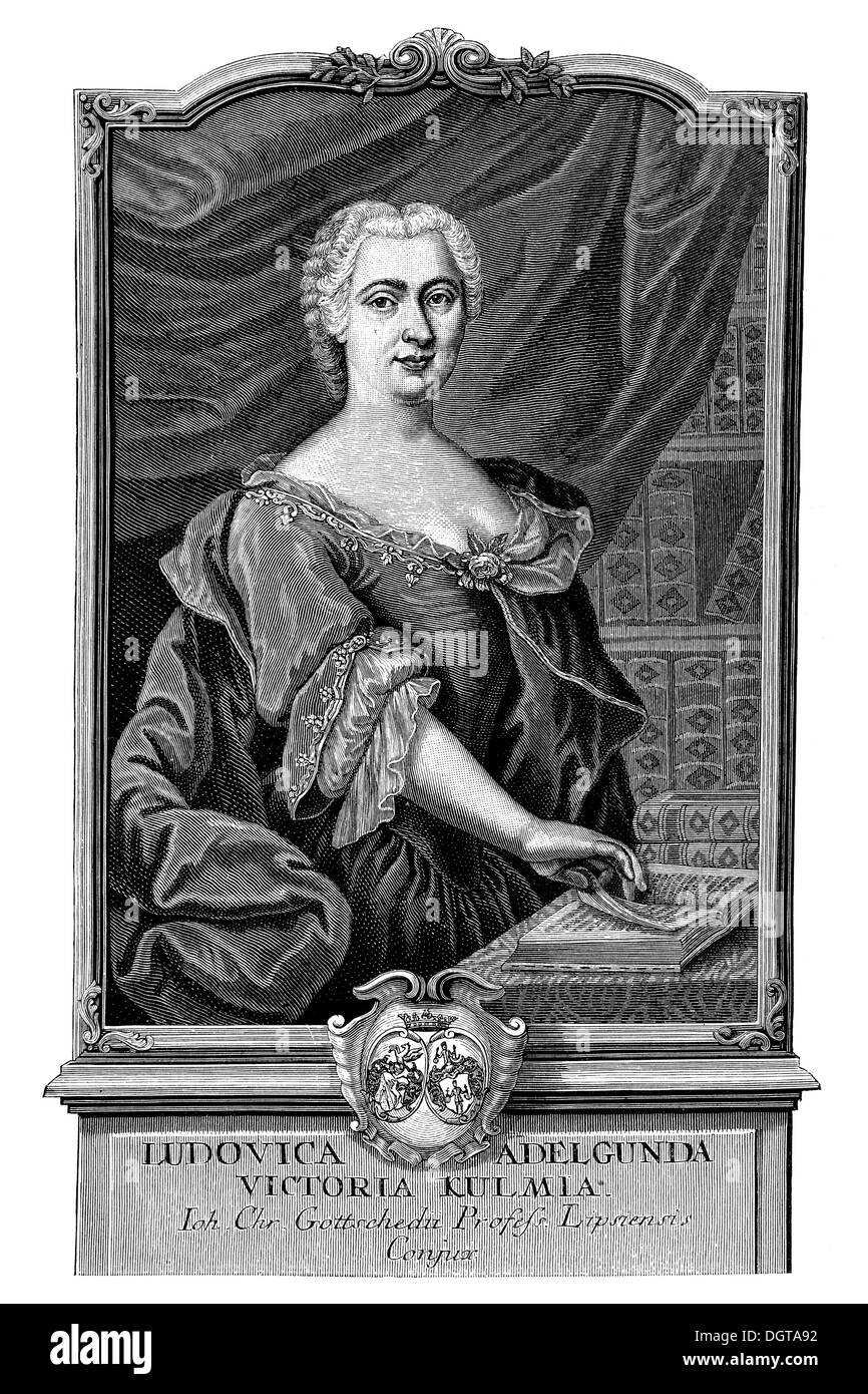 Le Gottschedin, Ludovica Viktoria Kulmus, épouse du professeur J.C. Gottsched à Leipzig, dans l'inscription historique Deutsche Banque D'Images
