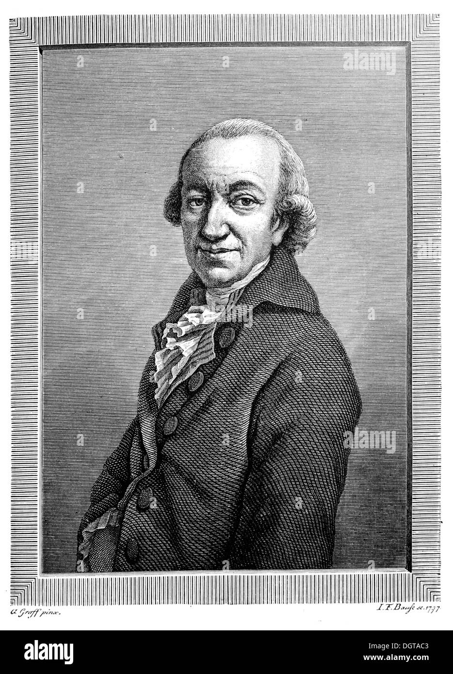 Christoph Martin Wieland, portrait à partir de 1797, dans l'inscription historique Deutsche Literaturgeschichte, une histoire de la littérature allemande Banque D'Images
