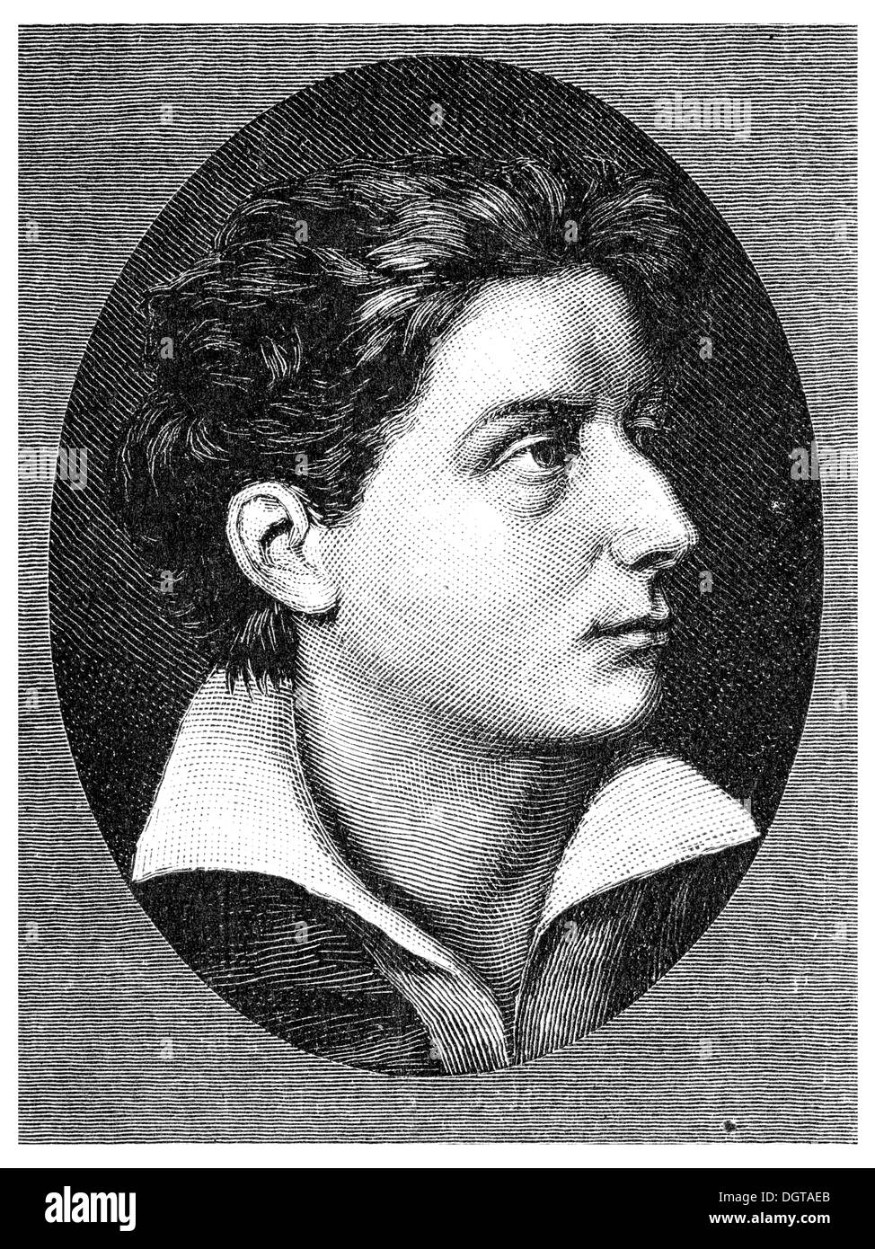 Schiller durant son sur le Hohe Karlsschule, école illustration historique dans la littérature allemande Deutsche Literaturgeschichte ou Banque D'Images