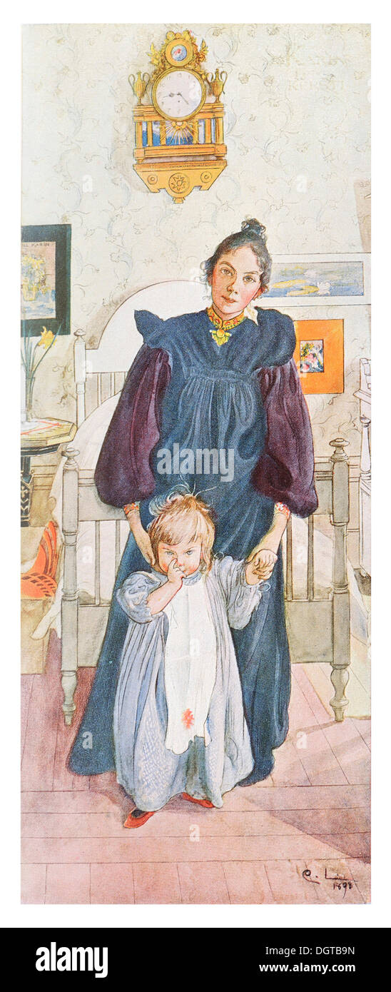 Karin et Kersti, illustration à la Chambre dans le soleil par Carl Larsson, 1917 Banque D'Images