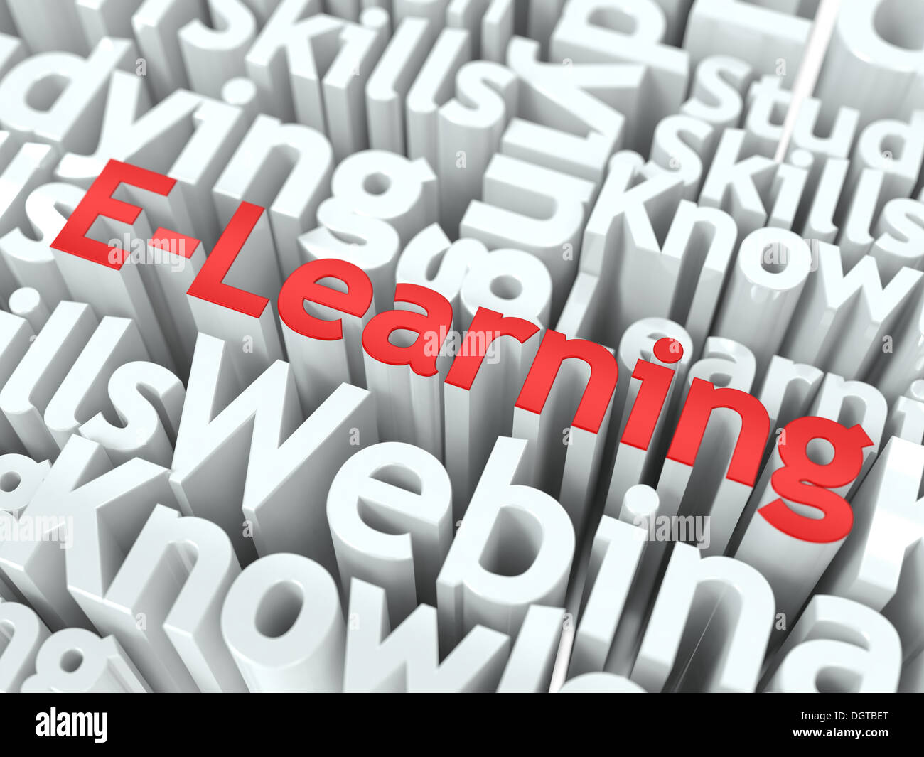 L'E-Learning. Le concept d'éducation Wordcloud. Banque D'Images