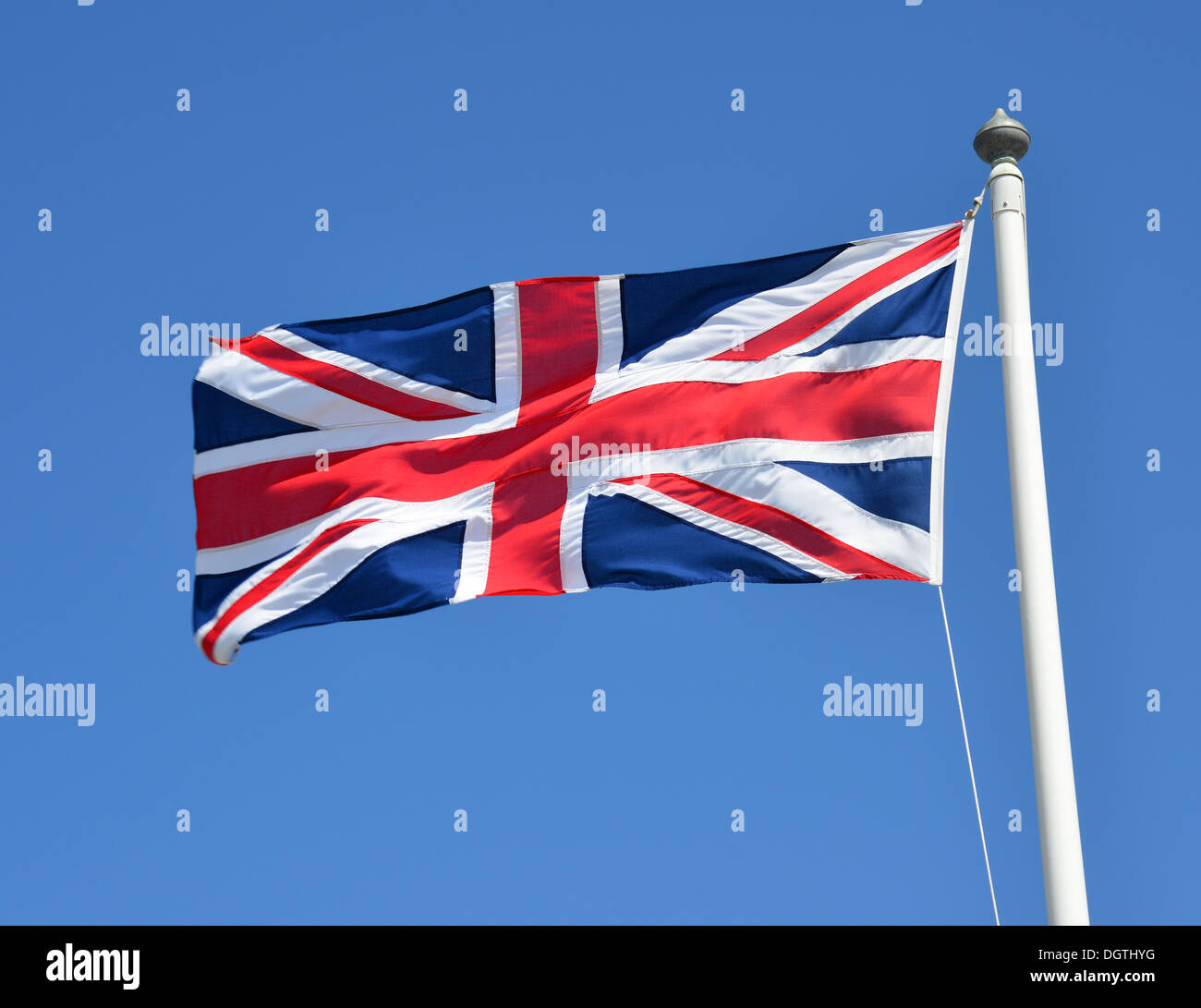 Union Jack flag à Land's End, Cornwall, Péninsule de Penwith, Angleterre, Royaume-Uni Banque D'Images