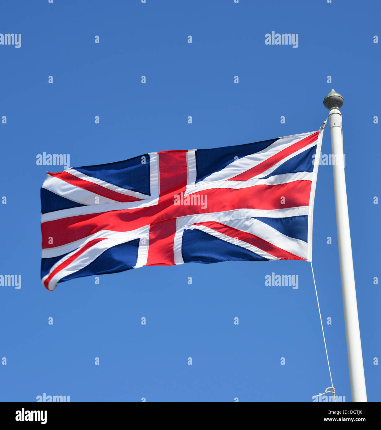 Union Jack flag à Land's End, Cornwall, Péninsule de Penwith, Angleterre, Royaume-Uni Banque D'Images
