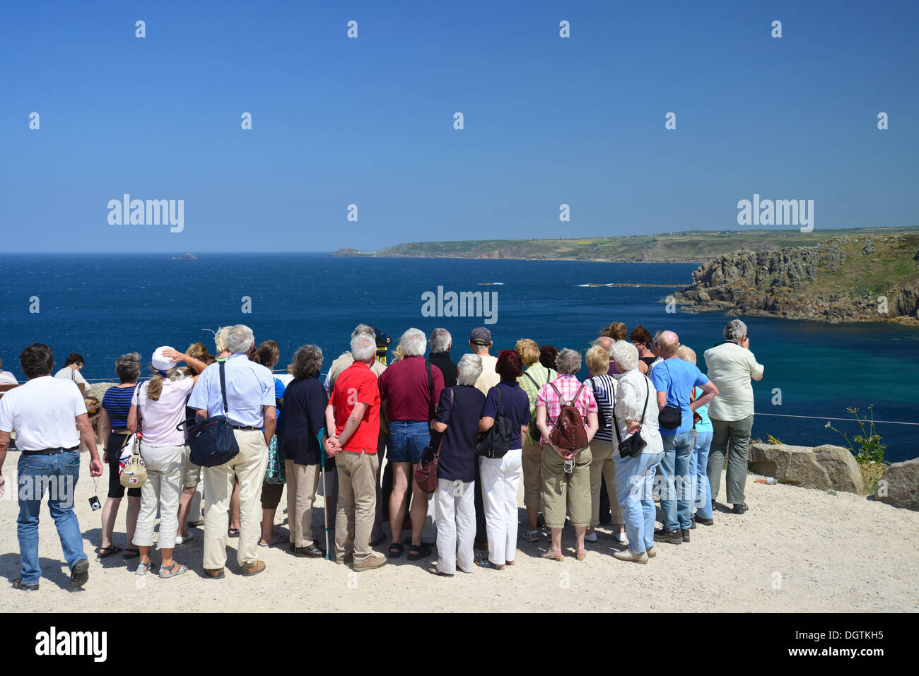 Groupe à lookout, Land's End, Cornwall, Péninsule de Penwith, Angleterre, Royaume-Uni Banque D'Images