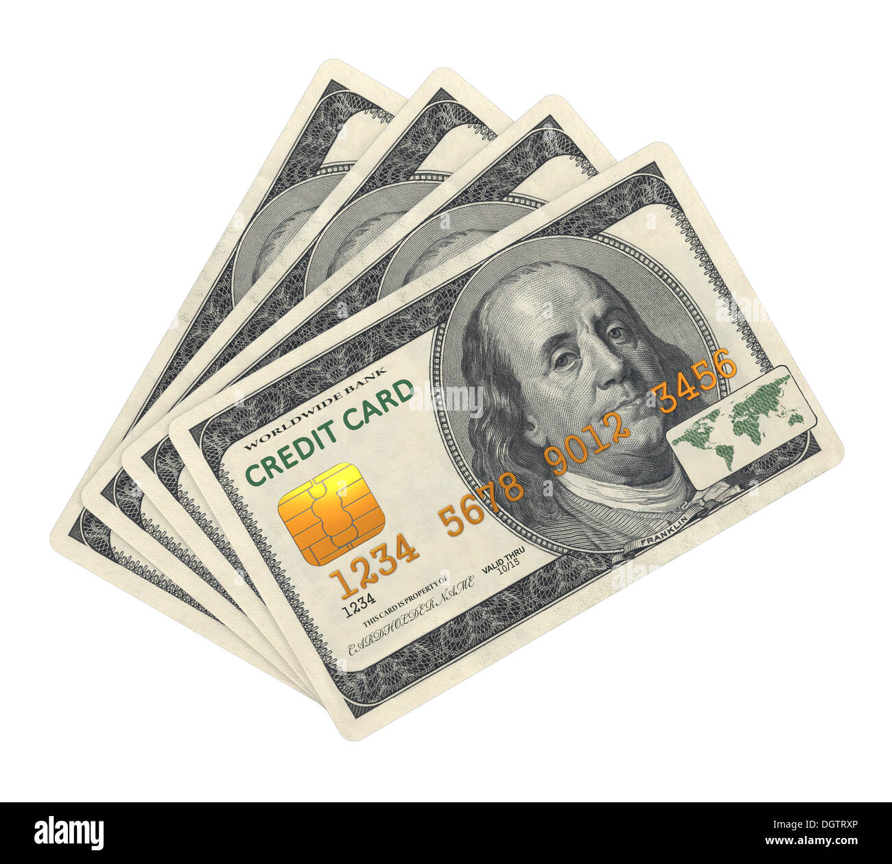 Carte de crédit conçue en billet de dollar. Banque D'Images