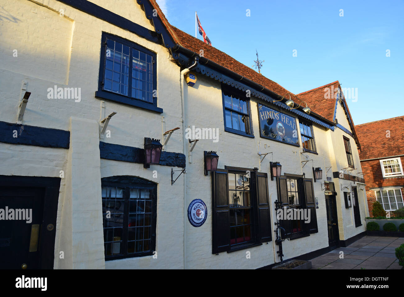 15e siècle l 'tête' Hinds pub et restaurant, High Street, Bray, dans le Berkshire, Angleterre, Royaume-Uni Banque D'Images