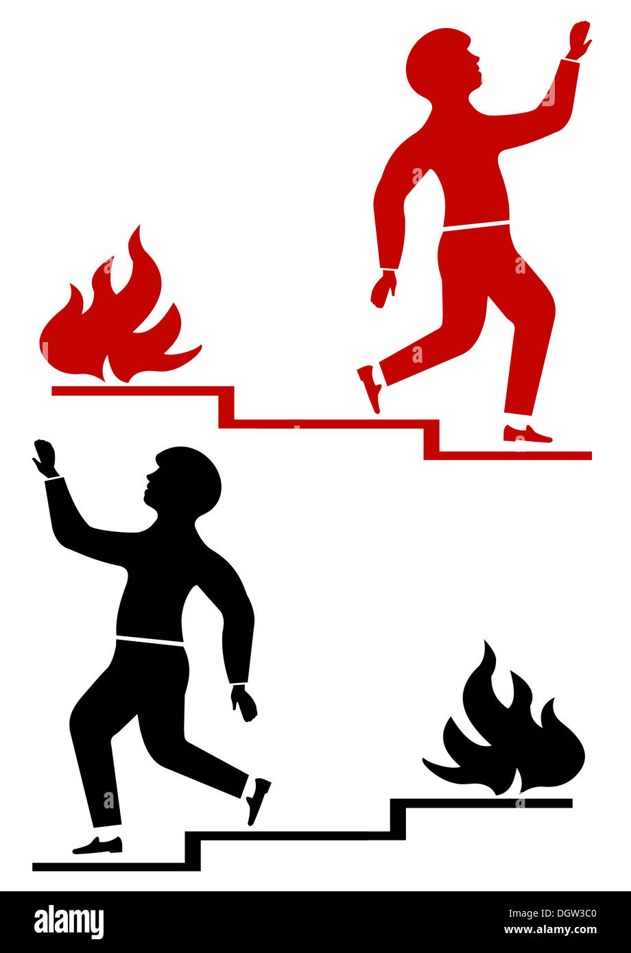 L'homme et le feu de marche Banque D'Images