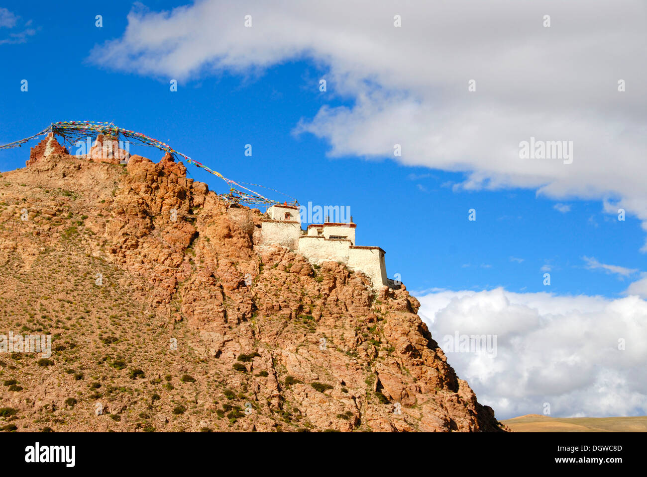 Le bouddhisme tibétain, monastère sur les pentes des montagnes, rochers, Chiu Gompa, Gang-Tise-Montagnes, Trans-Himalaya, Himalaya Banque D'Images