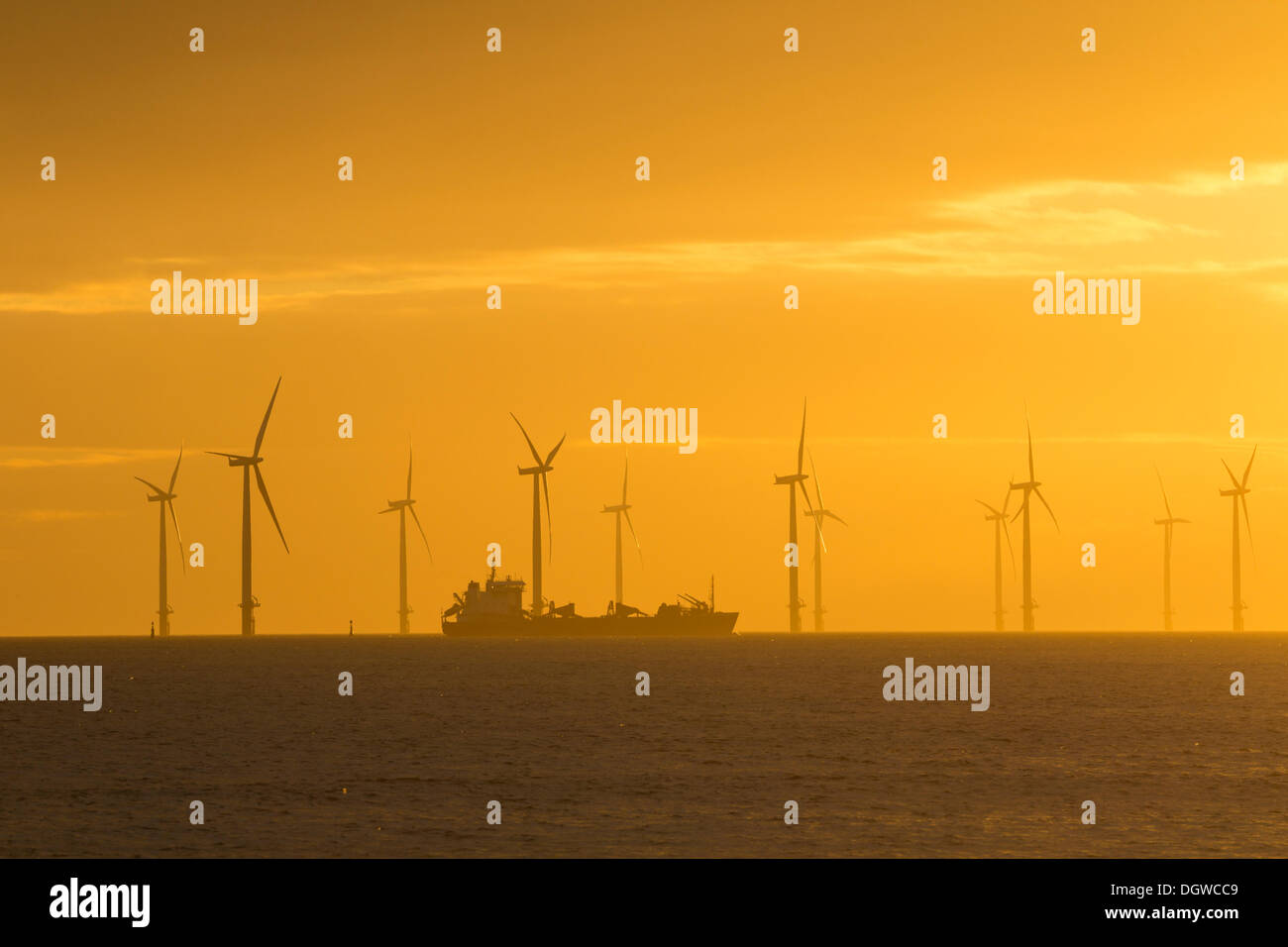 Parc éolien offshore de Teesside à Redcar sur la côte nord-est de l'Angleterre, Royaume-Uni Banque D'Images