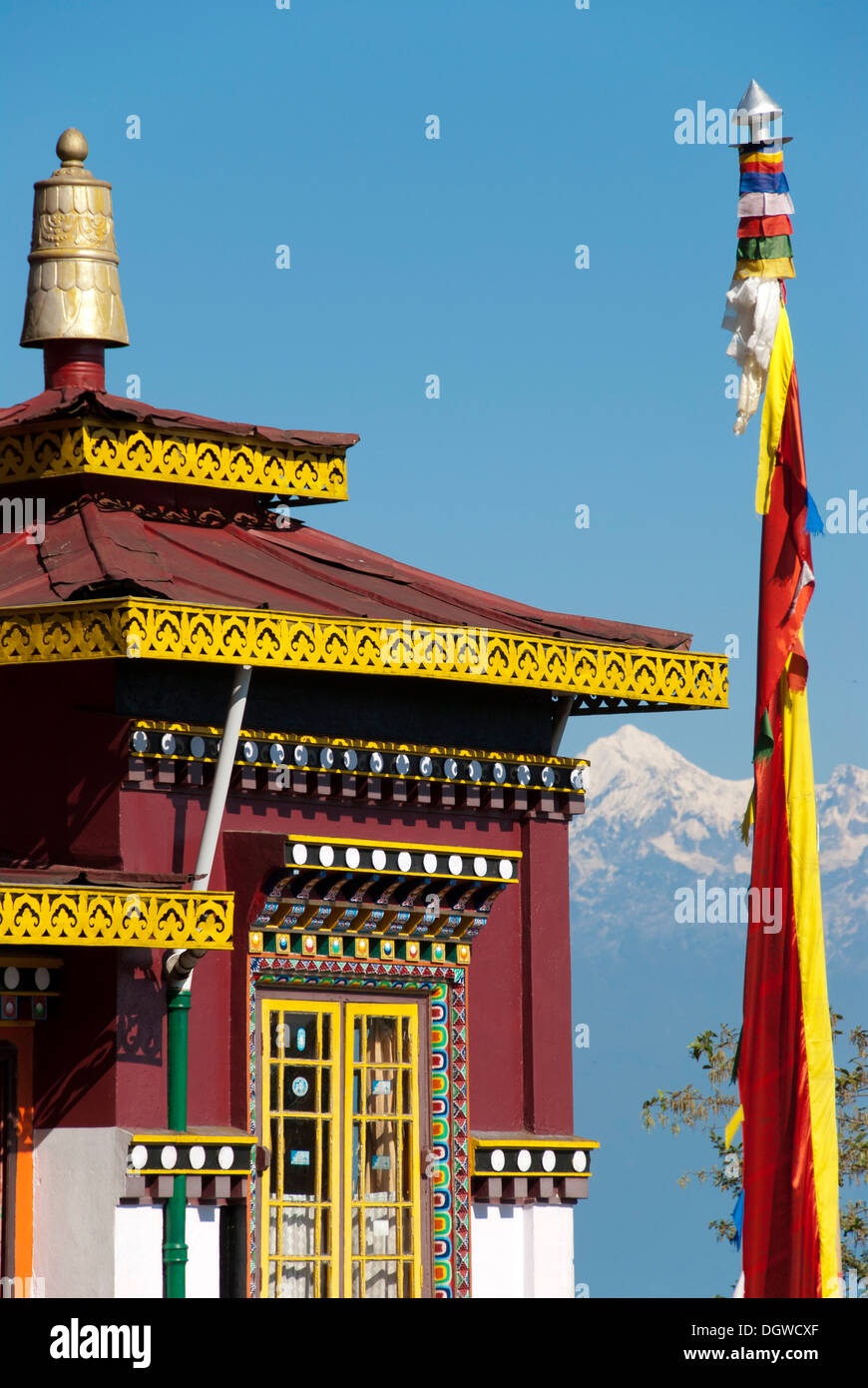 Le bouddhisme tibétain, Bhutia Busty Gompa, Monastère de Darjeeling, au Bengale occidental, en Inde, en Asie du Sud, Asie Banque D'Images