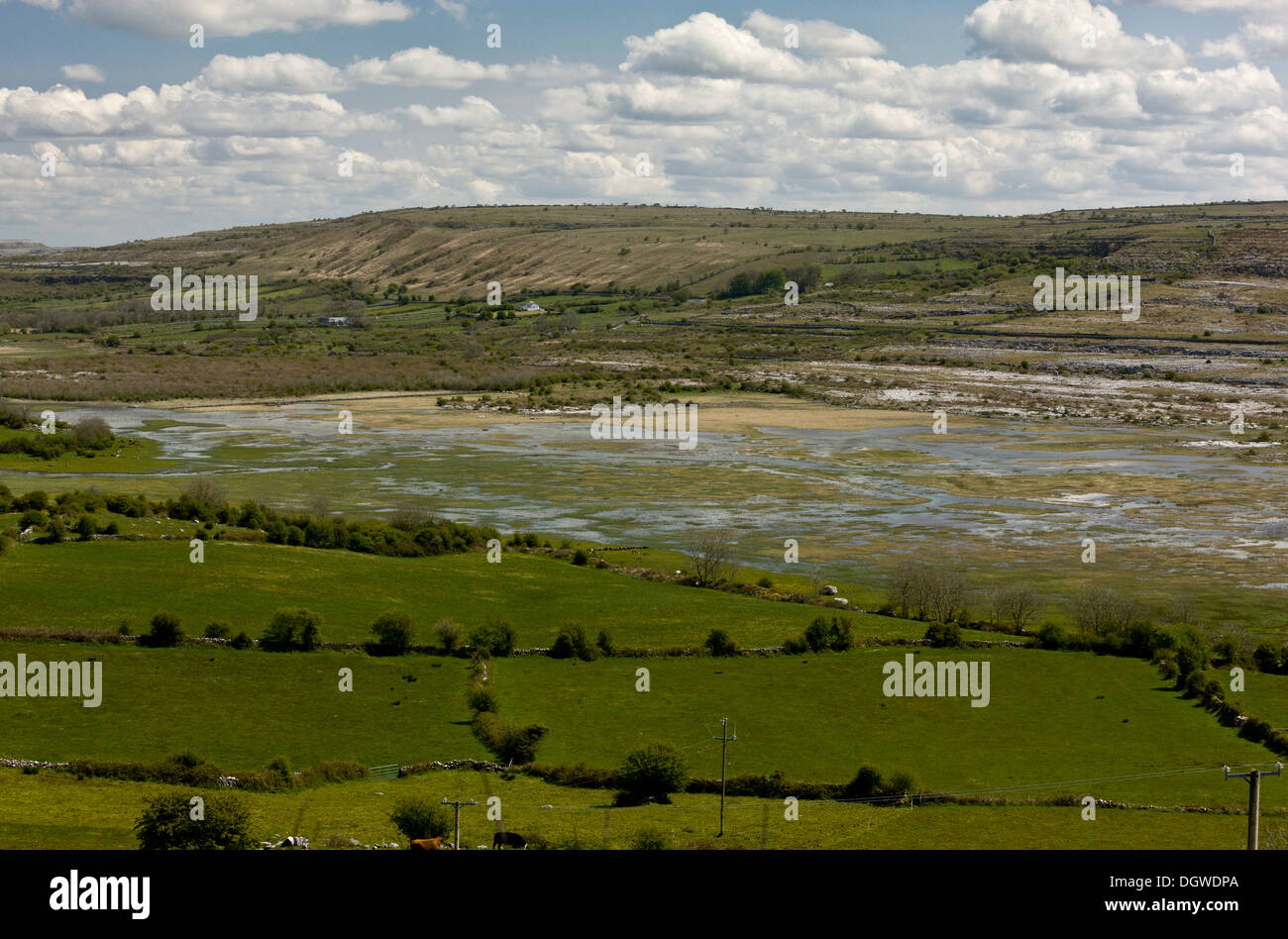 Lough Carran, l'un des plus grands turloughs dans le Burren, Irlande Banque D'Images