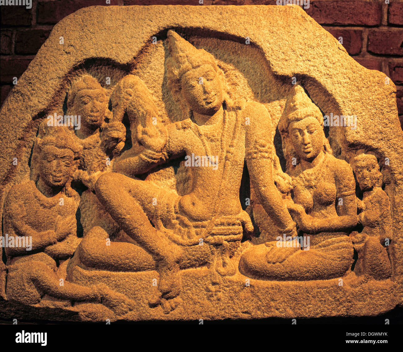 Raja Pawla, Famille royale, stone relief, Isurumuniya Temple Rock, Anuradhapura, Anuradhapura, Nördliche Zentralprovinz Banque D'Images