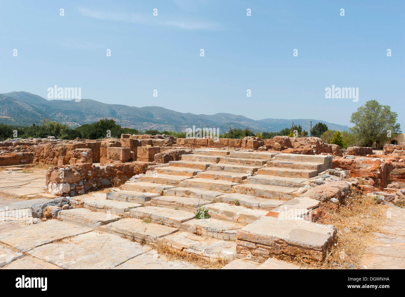 Site archéologique, grand escalier, palais minoen, Malia, Crète, Grèce, Europe Banque D'Images