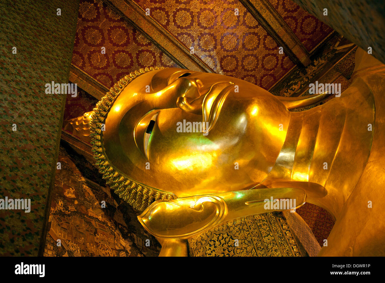 Chef de la Bouddha couché de Wat Pho, Krung Thep, Bangkok, Thailande, Asie Banque D'Images