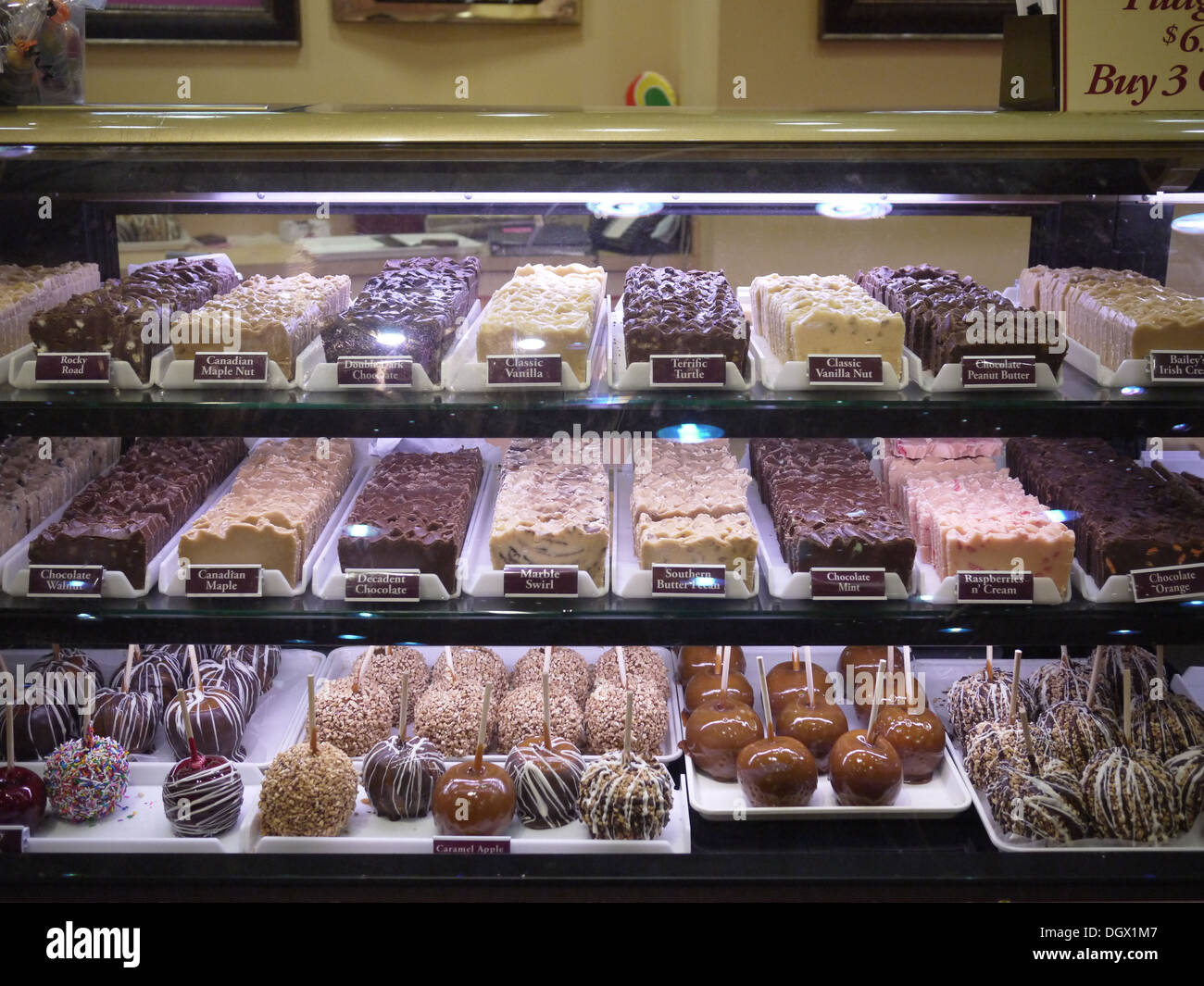 Bonbons au chocolat fudge shop Banque D'Images