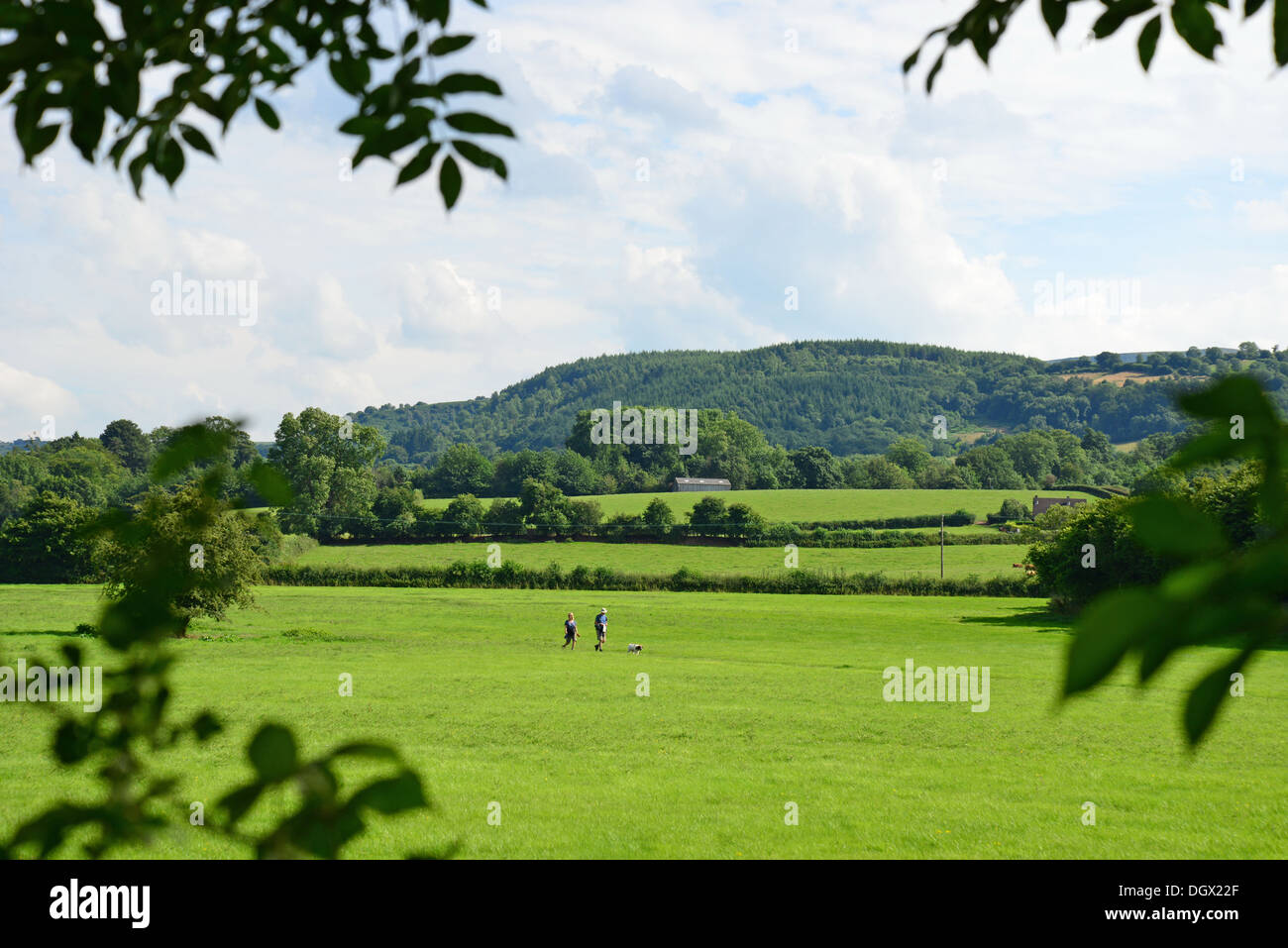 Vue paysage de Hay-on-Wye parking, parc national de Brecon Beacons, Powys, Wales, Royaume-Uni Banque D'Images