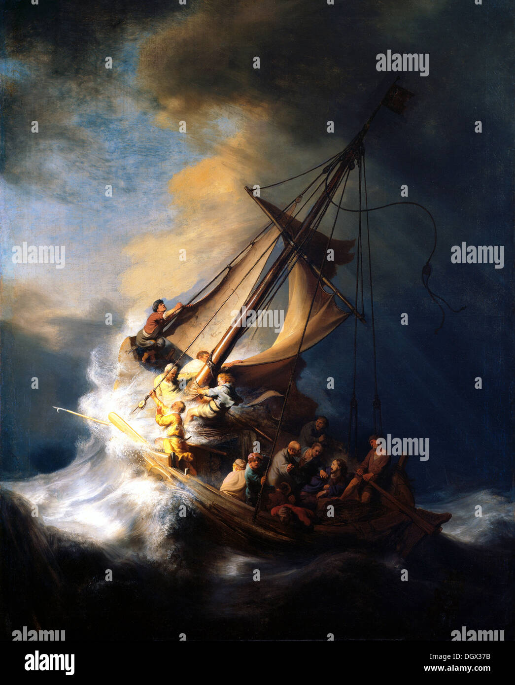 La Tempête sur la mer de Galilée - par Rembrandt van Rijn, 1633 Banque D'Images