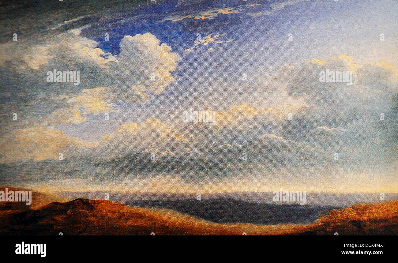 Étude des nuages sur le roman Campagna - par Pierre-Henri de Valenciennes, 1787 Banque D'Images