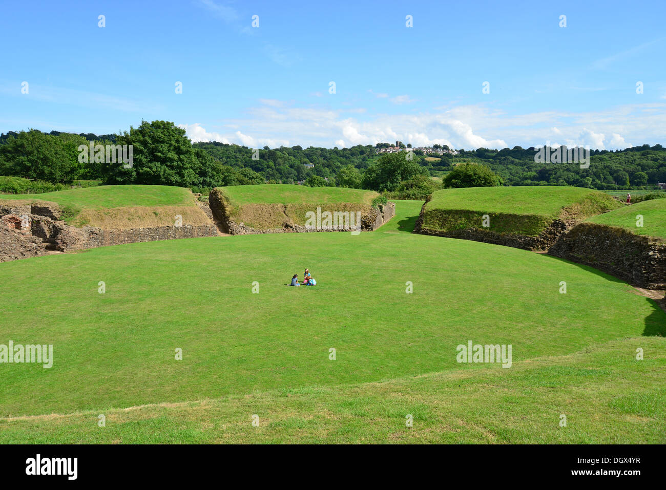 Vestiges de l'amphithéâtre romain, Caerleon, ville de Newport (Casnewydd), pays de Galles (Cymru), Royaume-Uni Banque D'Images