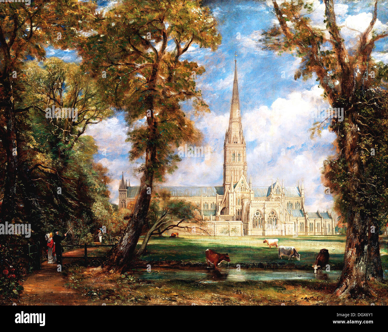 La cathédrale de Salisbury du motif - par John Constable, 1825 Banque D'Images