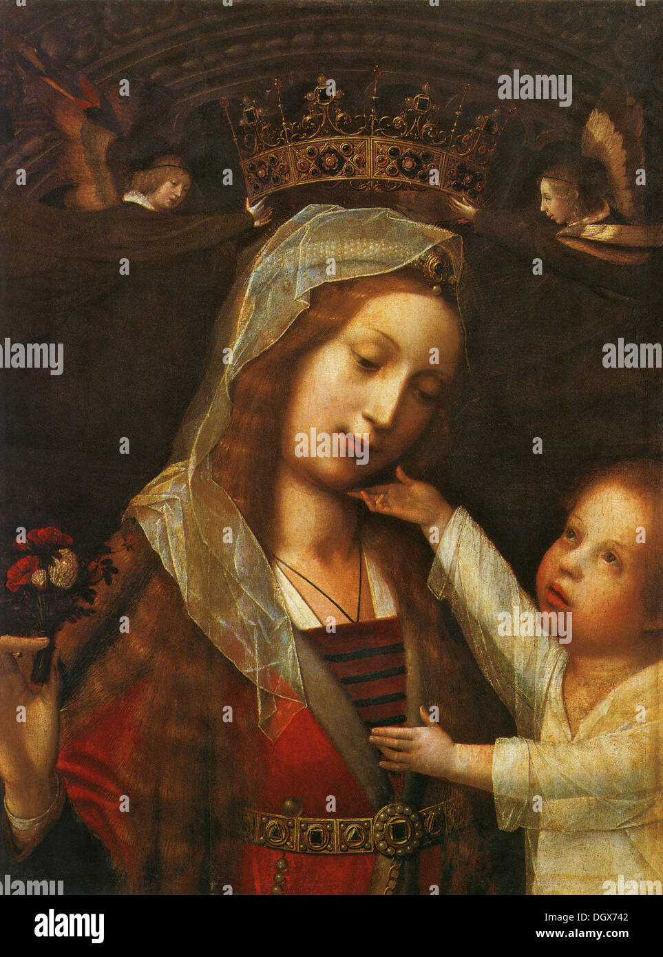 Vierge à l'enfant - par Jan Provoost, début des années 1500 Banque D'Images