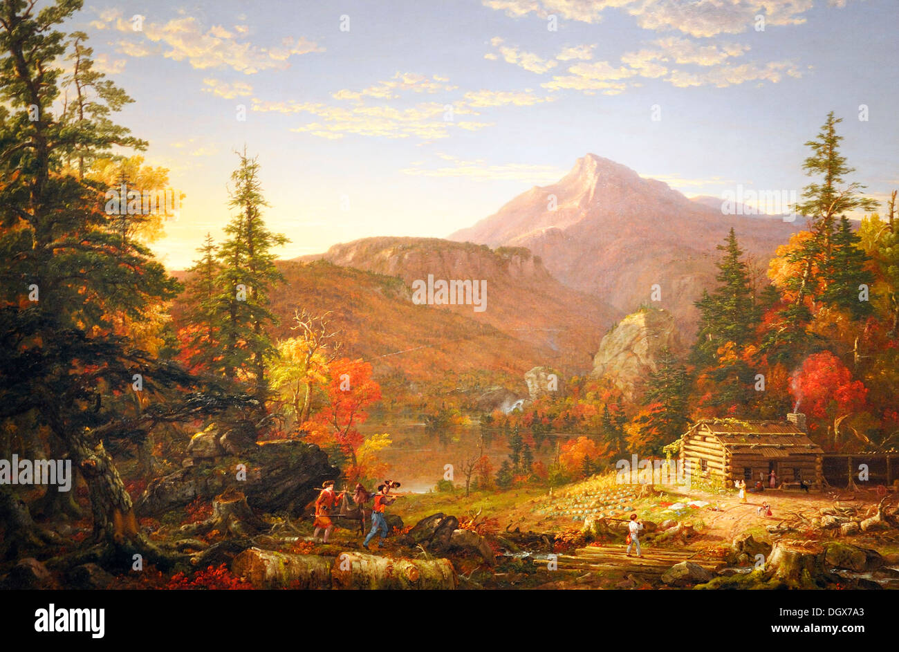 Le retour du chasseur - par Thomas Cole, 1845, Hudson River School Banque D'Images
